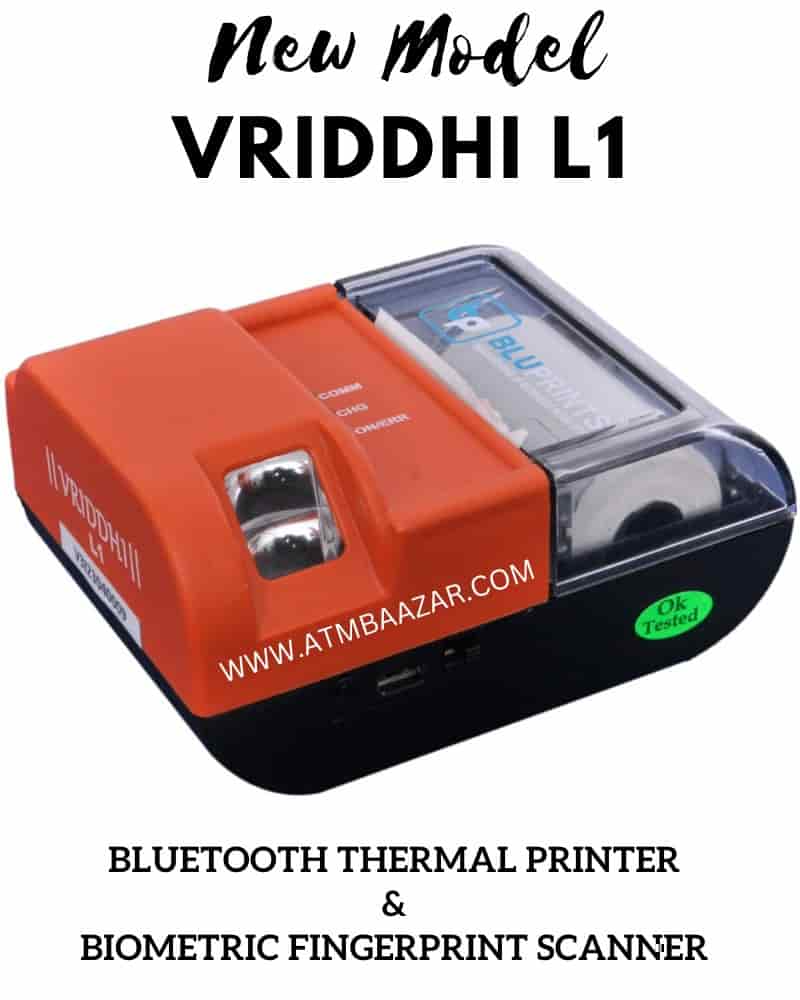 Bluetooth VRIDDHI L1 Thermal Printer and Biometric Fingerprint scanner device