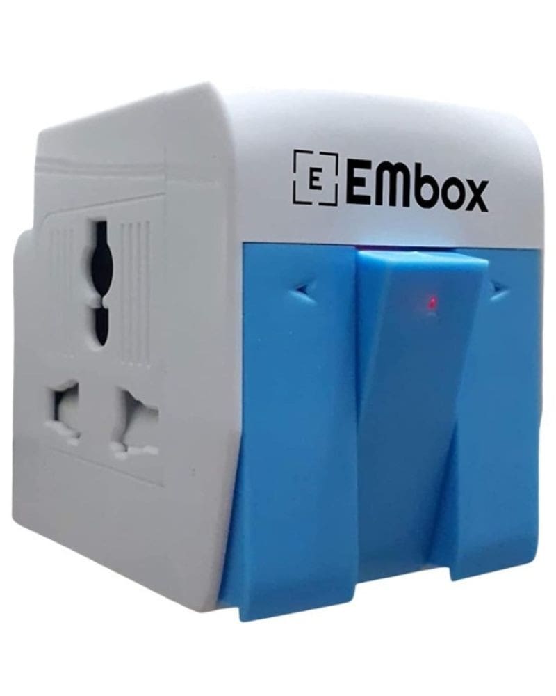 EMBOX 3 Pin Multi Plug Socket with Individual Switch LED Indicator - 3 Way Plug Extension (Blue Color)