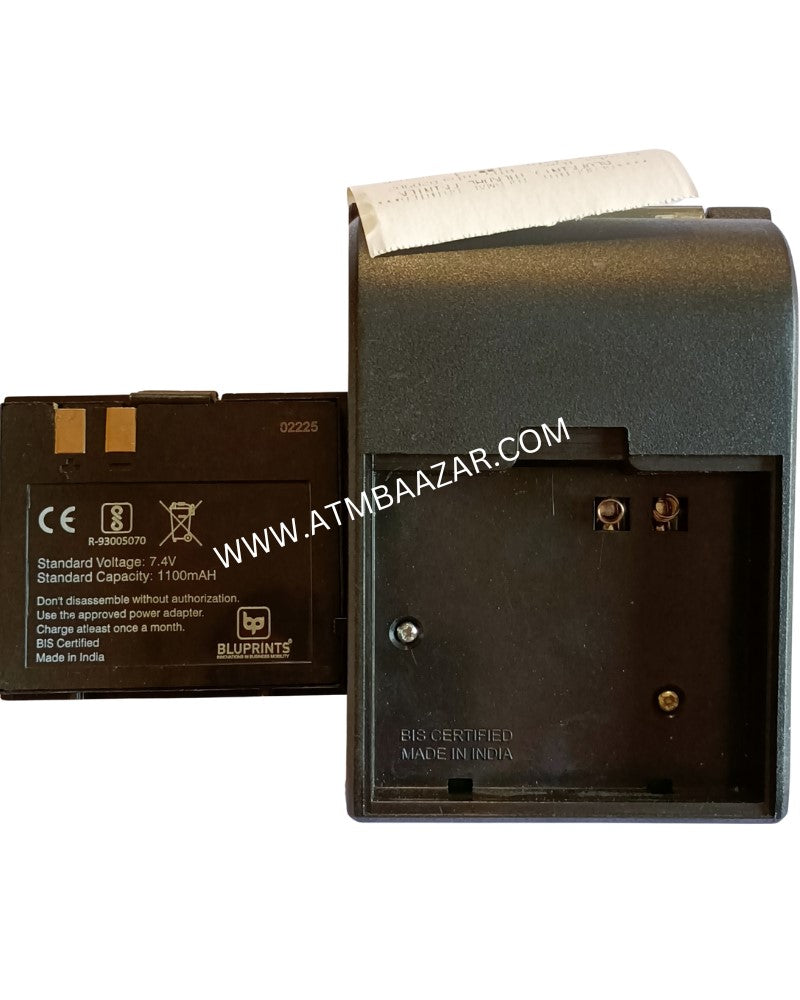 Back side of Spice Money Bluetooth Thermal Printer with battery
